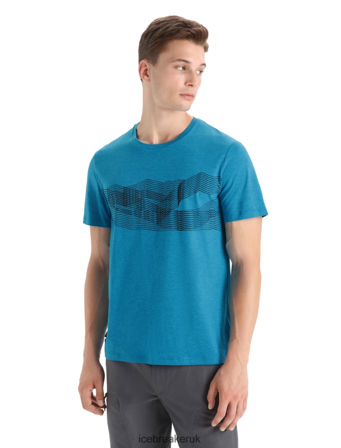 Icebreaker Men Merino Central Classic Short Sleeve T-Shirt St Anton Z04NXR34 Clothing Geo Blue - Image 1
