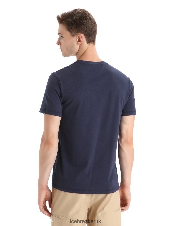 Icebreaker Men Merino Central Classic Short Sleeve T-Shirt Story Z04NXR52 Clothing Midnight Navy - Image 2