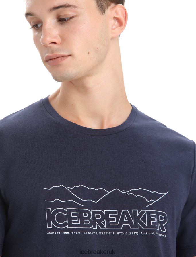 Icebreaker Men Merino Central Classic Short Sleeve T-Shirt Story Z04NXR52 Clothing Midnight Navy - Image 4