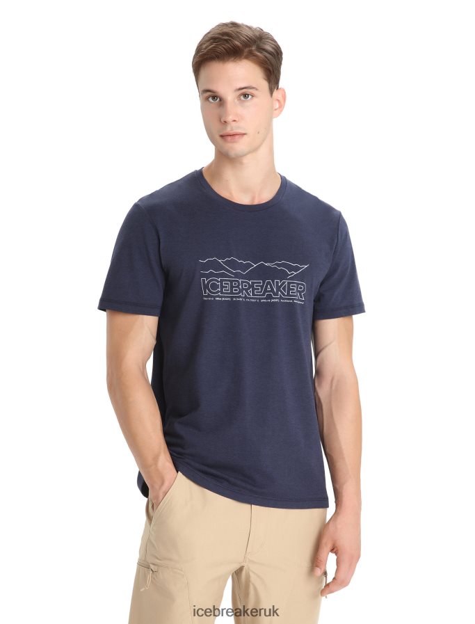 Icebreaker Men Merino Central Classic Short Sleeve T-Shirt Story Z04NXR52 Clothing Midnight Navy - Image 1