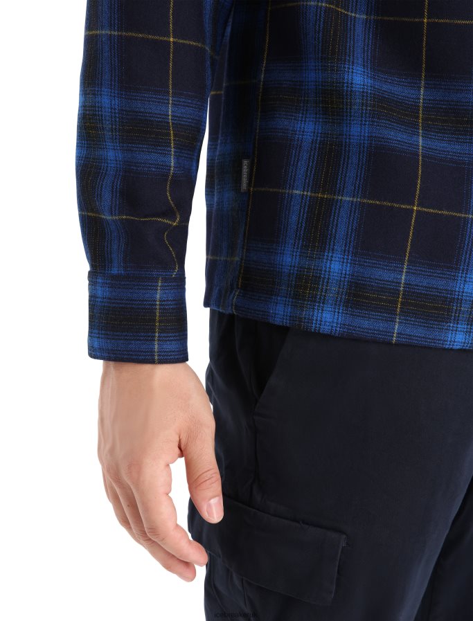 Icebreaker Men Merino Dawnder Long Sleeve Flannel Shirt Plaid Z04NXR358 Clothing Midnight Navy - Image 5