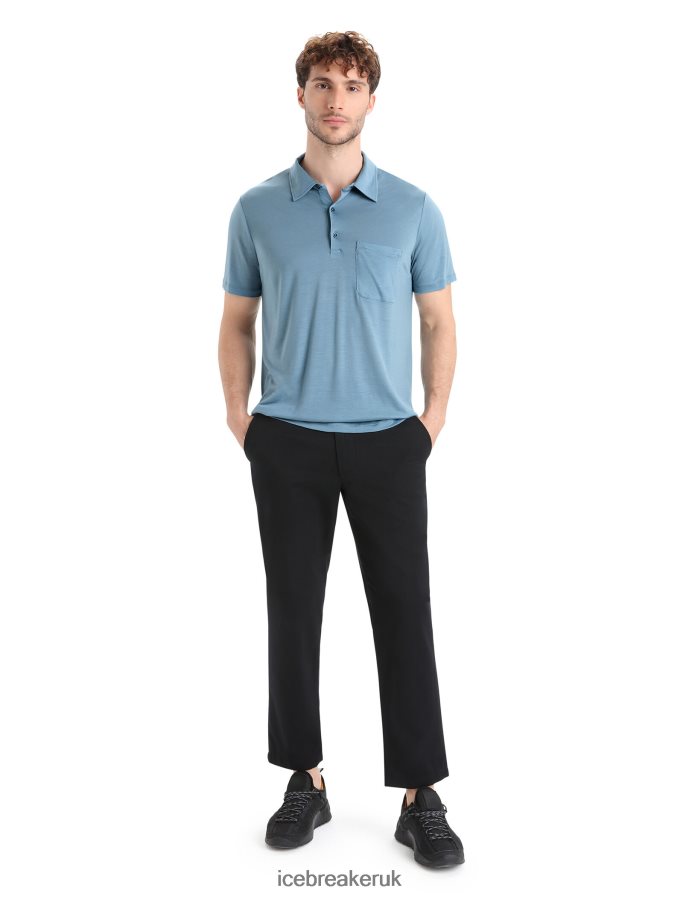 Icebreaker Men Merino Drayden Short Sleeve Polo Z04NXR11 Clothing Astral Blue - Image 3