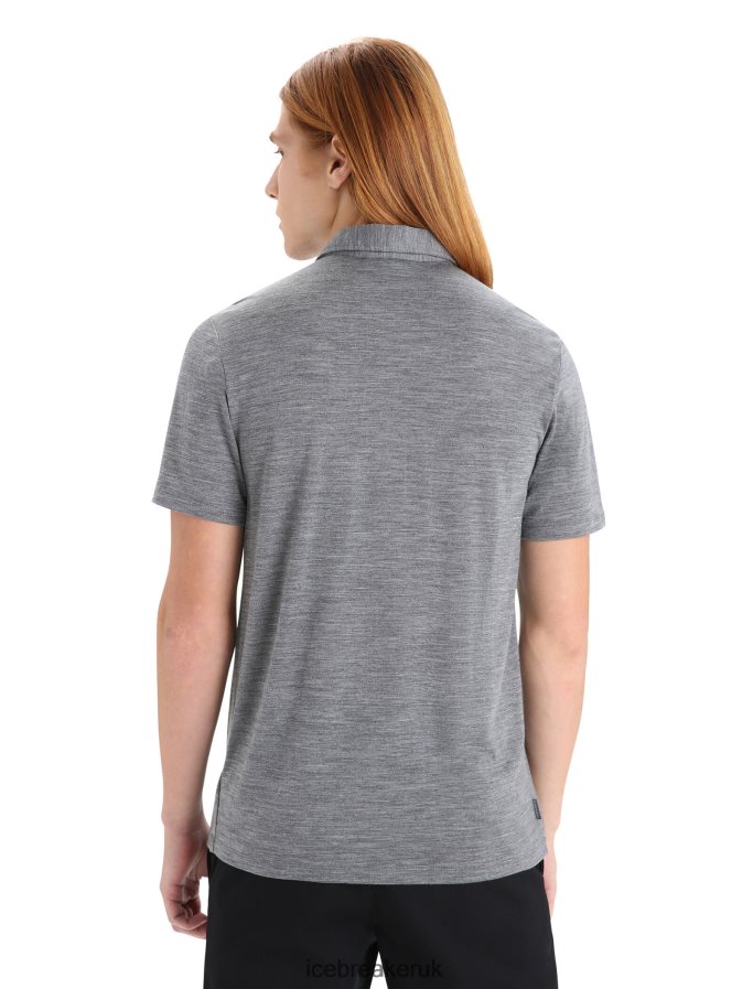 Icebreaker Men Merino Drayden Short Sleeve Polo Z04NXR12 Clothing Gritstone Heather - Image 2