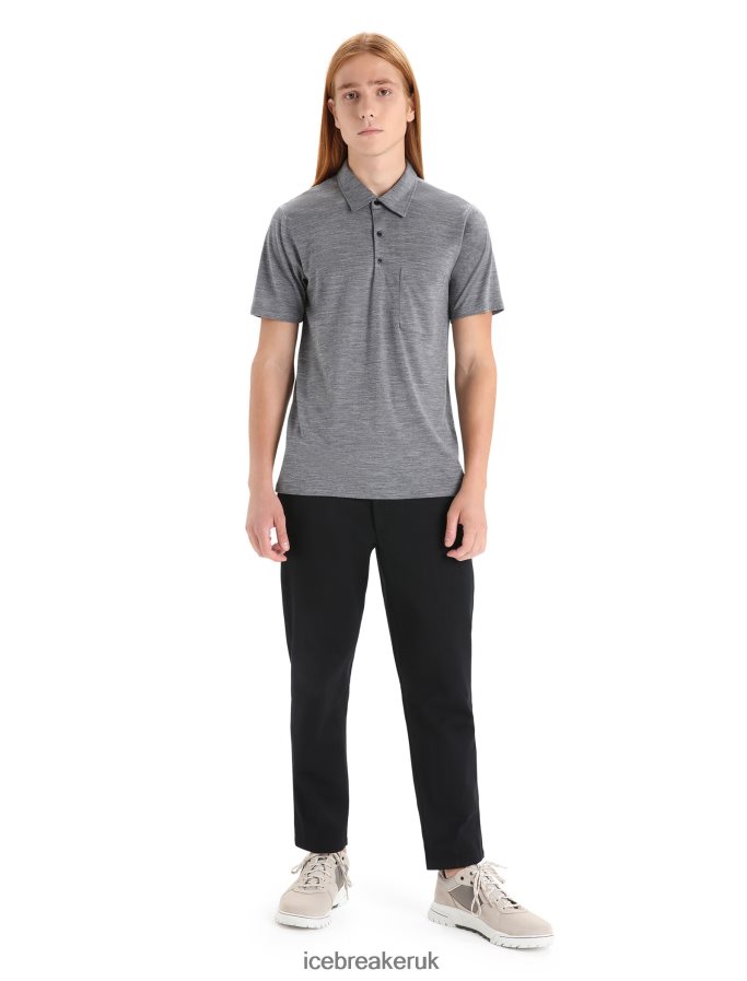 Icebreaker Men Merino Drayden Short Sleeve Polo Z04NXR12 Clothing Gritstone Heather - Image 3