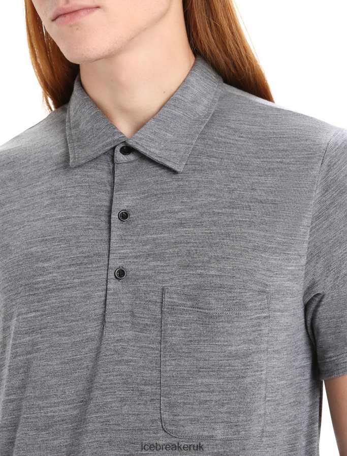 Icebreaker Men Merino Drayden Short Sleeve Polo Z04NXR12 Clothing Gritstone Heather - Image 4