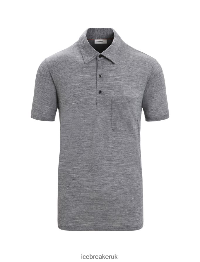 Icebreaker Men Merino Drayden Short Sleeve Polo Z04NXR12 Clothing Gritstone Heather - Image 6