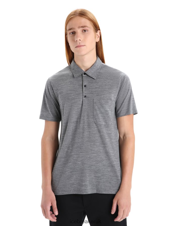 Icebreaker Men Merino Drayden Short Sleeve Polo Z04NXR12 Clothing Gritstone Heather - Image 1
