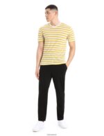 Icebreaker Men Merino Drayden Short Sleeve T-Shirt Stripe Z04NXR396 Clothing Ecru Heather/Silent Gold - Image 3