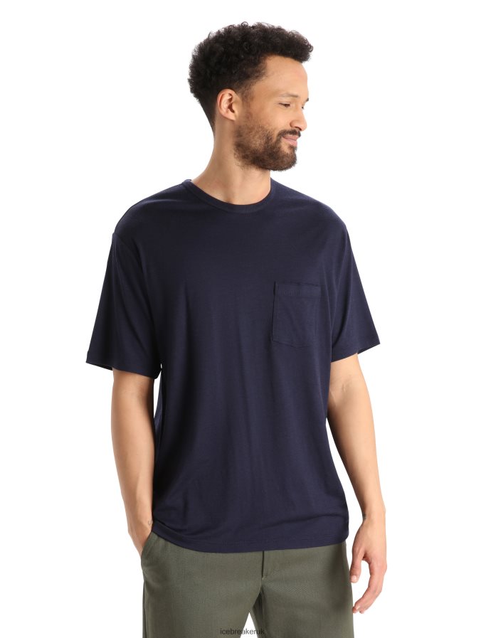 Icebreaker Men Merino Granary Short Sleeve Pocket T-Shirt Z04NXR16 Clothing Midnight Navy - Image 1