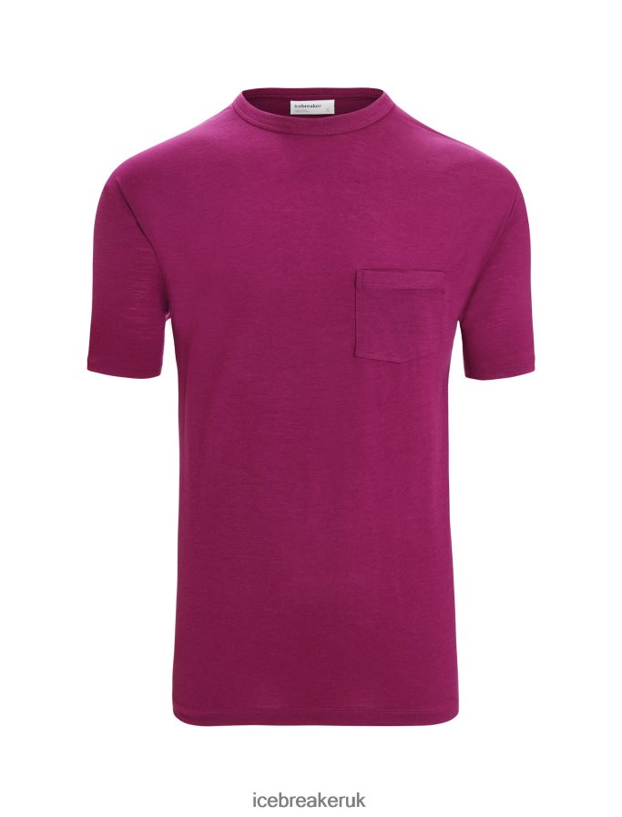 Icebreaker Men Merino Granary Short Sleeve Pocket T-Shirt Z04NXR17 Clothing Go Berry - Image 6