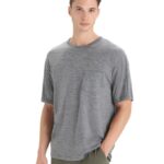 Icebreaker Men Merino Granary Short Sleeve Pocket T-Shirt Z04NXR18 Clothing Gritstone Heather