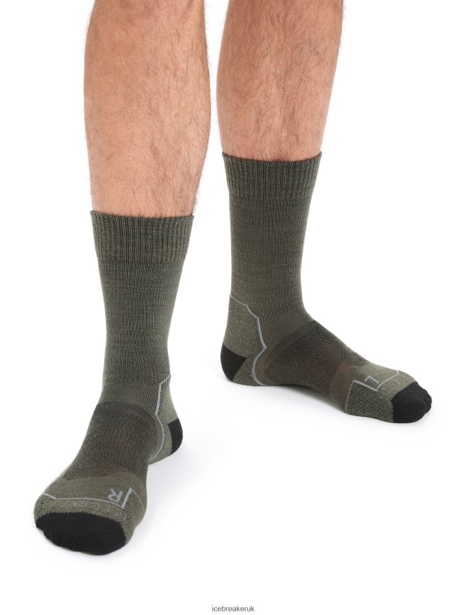 icebreaker_men_merino_hike_light_crew_socks_z04nxr273_accessories_loden_black.jpg Icebreaker Men Merino Hike+ Light Crew Socks Z04NXR273 Accessories Loden/Black - Image 1