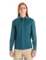 Icebreaker Men Merino Hike Long Sleeve Top Z04NXR190 Clothing Green Glory