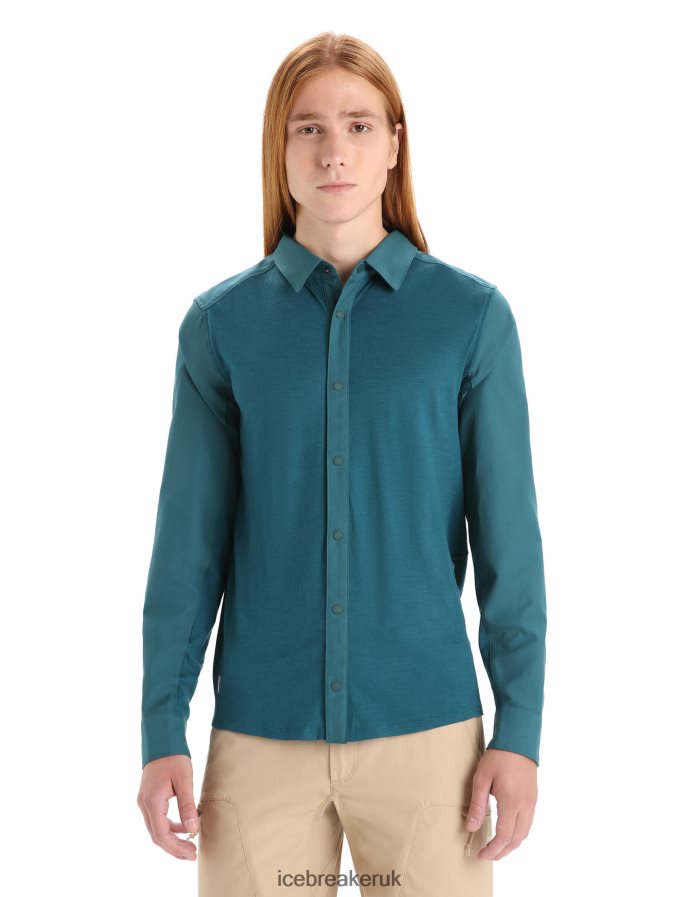 Icebreaker Men Merino Hike Long Sleeve Top Z04NXR190 Clothing Green Glory - Image 1