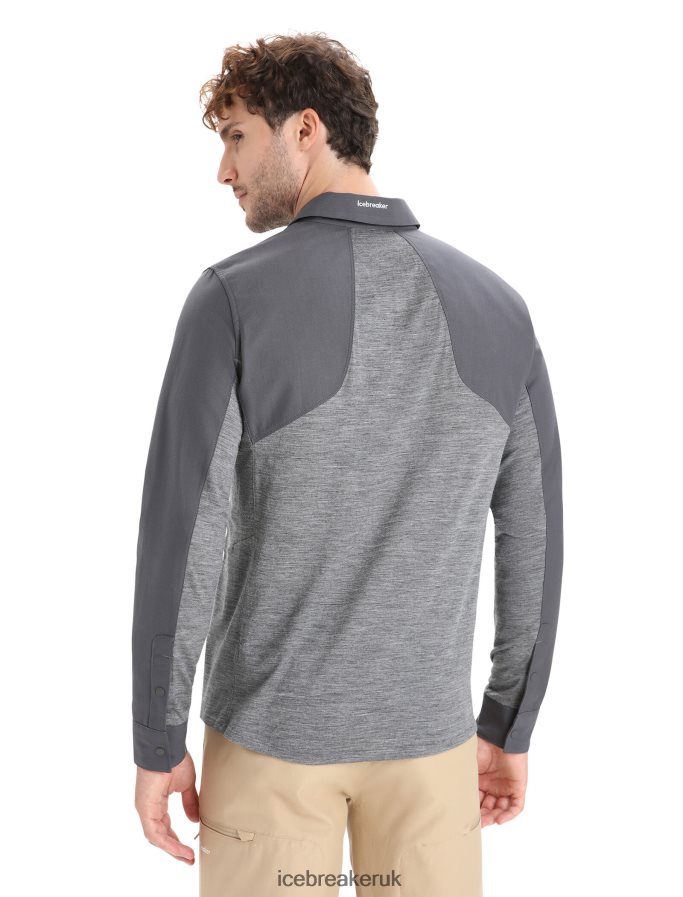 Icebreaker Men Merino Hike Long Sleeve Top Z04NXR191 Clothing Monsoon/Gritstone Heather - Image 2