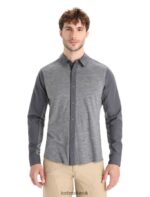 Icebreaker Men Merino Hike Long Sleeve Top Z04NXR191 Clothing Monsoon/Gritstone Heather