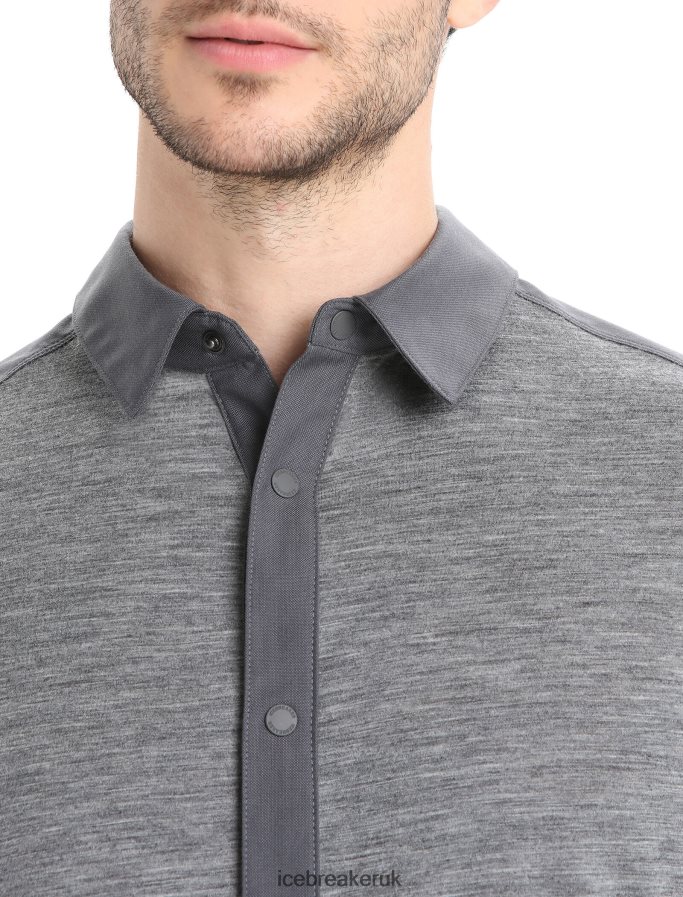 Icebreaker Men Merino Hike Long Sleeve Top Z04NXR191 Clothing Monsoon/Gritstone Heather - Image 4