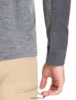 Icebreaker Men Merino Hike Long Sleeve Top Z04NXR191 Clothing Monsoon/Gritstone Heather - Image 7