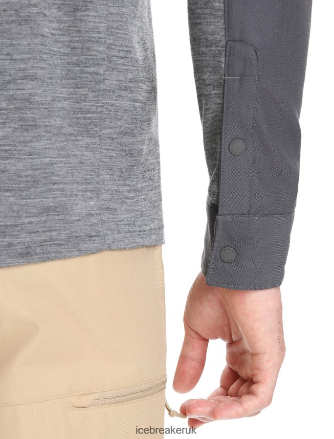 Icebreaker Men Merino Hike Long Sleeve Top Z04NXR191 Clothing Monsoon/Gritstone Heather - Image 7