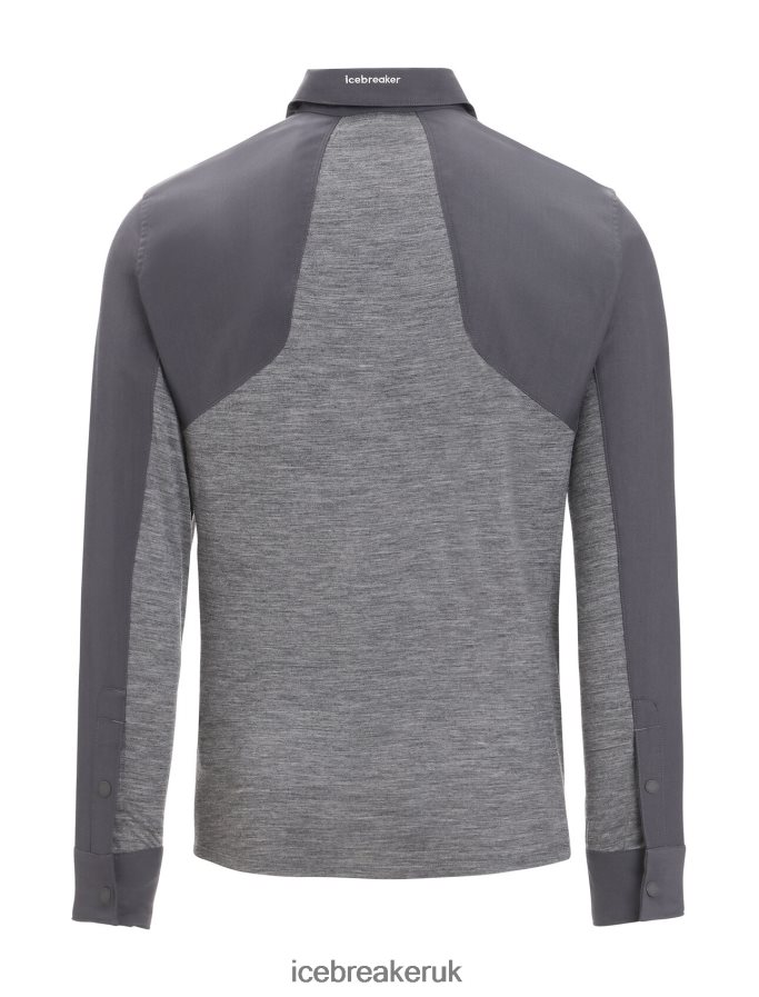 Icebreaker Men Merino Hike Long Sleeve Top Z04NXR191 Clothing Monsoon/Gritstone Heather - Image 9