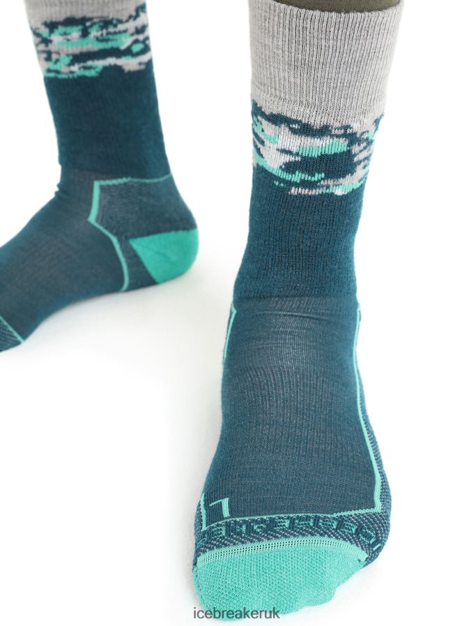 Icebreaker Men Merino Hike+ Medium Crew Socks Sedimentary Z04NXR285 Accessories Green Glory/Fresh - Image 3
