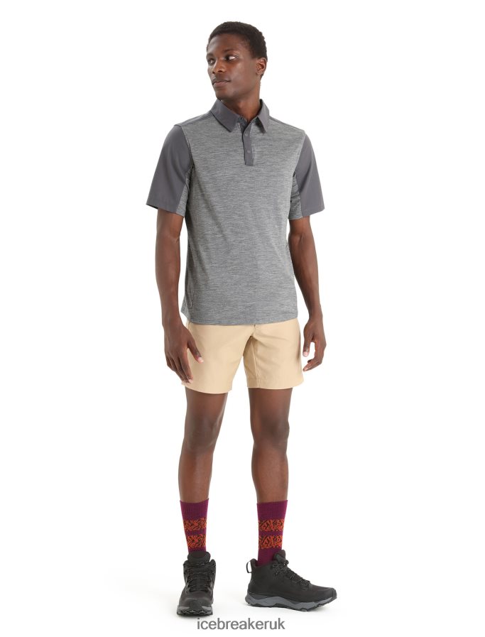 Icebreaker Men Merino Hike Short Sleeve Top Z04NXR87 Clothing Monsoon/Gritstone Heather - Image 3