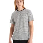 Icebreaker Men Merino Linen Short Sleeve T-Shirt Stripe Z04NXR69 Clothing Snow/Black