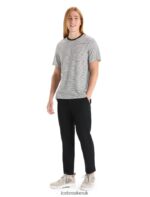 Icebreaker Men Merino Linen Short Sleeve T-Shirt Stripe Z04NXR69 Clothing Snow/Black - Image 3