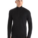 Icebreaker Men Merino Original Long Sleeve Half Zip Top Z04NXR224 Clothing Black