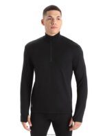 Icebreaker Men Merino Original Long Sleeve Half Zip Top Z04NXR224 Clothing Black