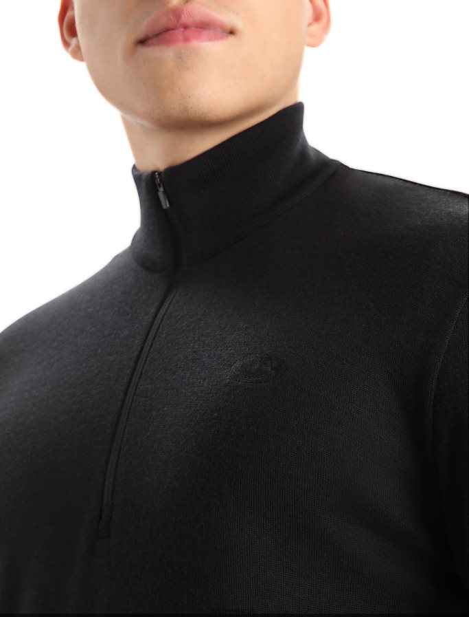 Icebreaker Men Merino Original Long Sleeve Half Zip Top Z04NXR224 Clothing Black - Image 4