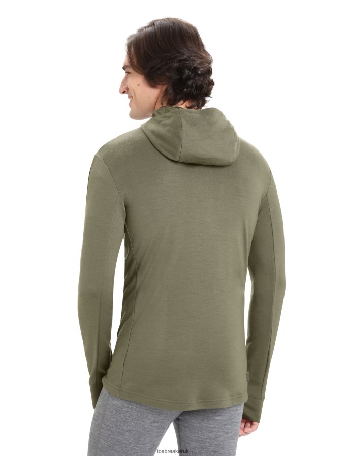 Icebreaker Men Merino Quantum III Long Sleeve Zip Hoodie Z04NXR202 Clothing Loden - Image 2