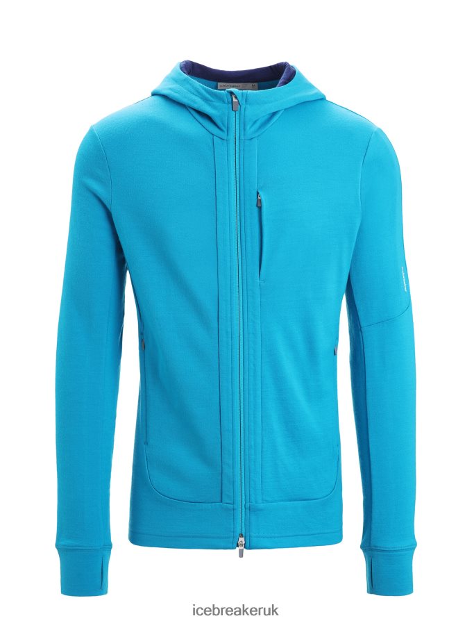 Icebreaker Men Merino Quantum III Long Sleeve Zip Hoodie Z04NXR204 Clothing Geo Blue/Royal Navy - Image 11