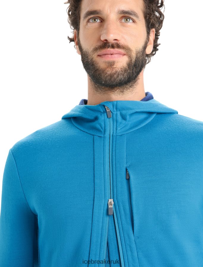 Icebreaker Men Merino Quantum III Long Sleeve Zip Hoodie Z04NXR204 Clothing Geo Blue/Royal Navy - Image 7