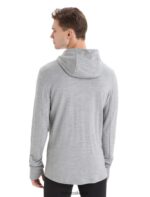 Icebreaker Men Merino Quantum III Long Sleeve Zip Hoodie Z04NXR205 Clothing Metro Heather/Black - Image 2