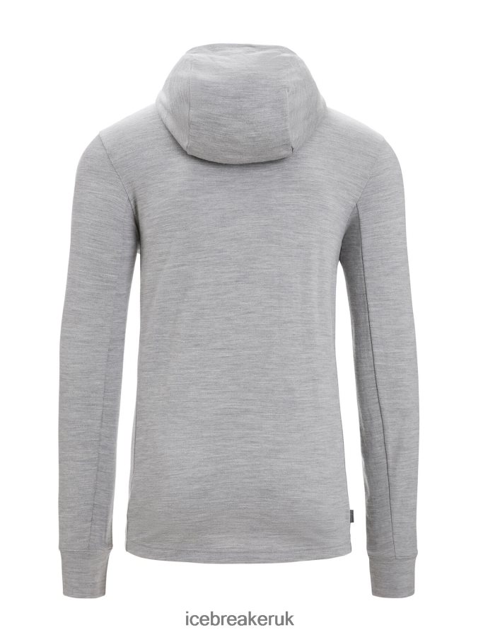 Icebreaker Men Merino Quantum III Long Sleeve Zip Hoodie Z04NXR205 Clothing Metro Heather/Black - Image 3