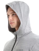 Icebreaker Men Merino Quantum III Long Sleeve Zip Hoodie Z04NXR205 Clothing Metro Heather/Black - Image 5