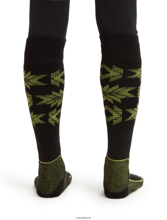Icebreaker Men Merino Ski+ Light Over the Calf Socks Ski Heritage Z04NXR457 Accessories Black/Shine - Image 2