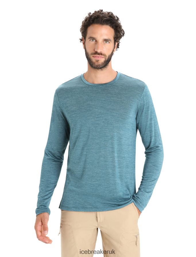 Icebreaker Men Merino Sphere II Long Sleeve T-Shirt Z04NXR188 Clothing Green Glory Heather - Image 1
