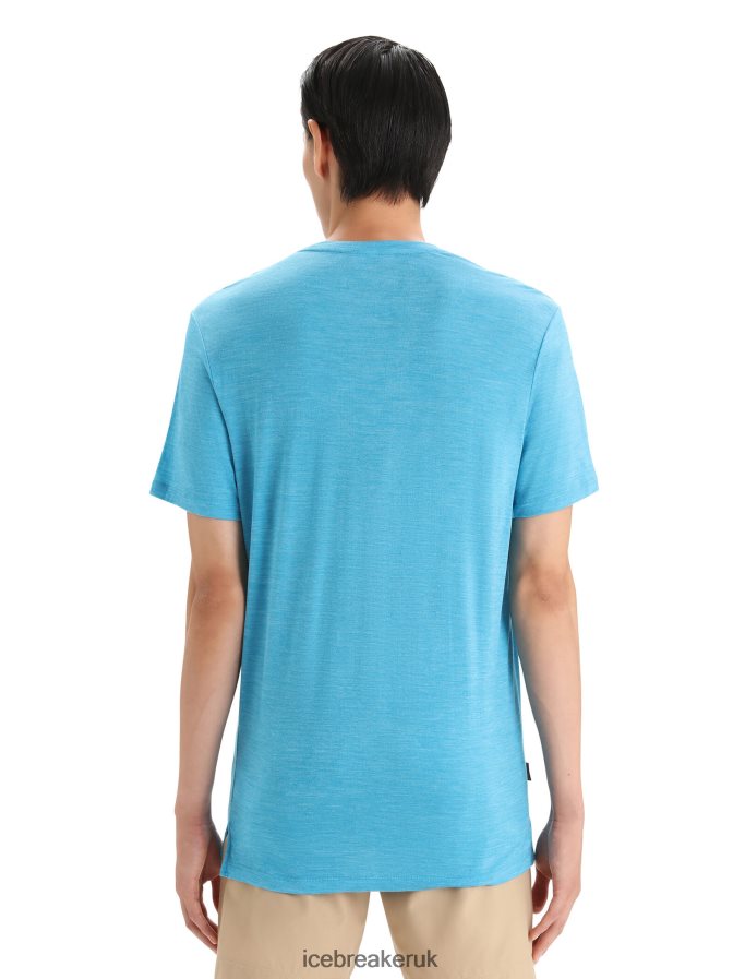 Icebreaker Men Merino Sphere II Short Sleeve T-Shirt Z04NXR6 Clothing Geo Blue Heather - Image 2