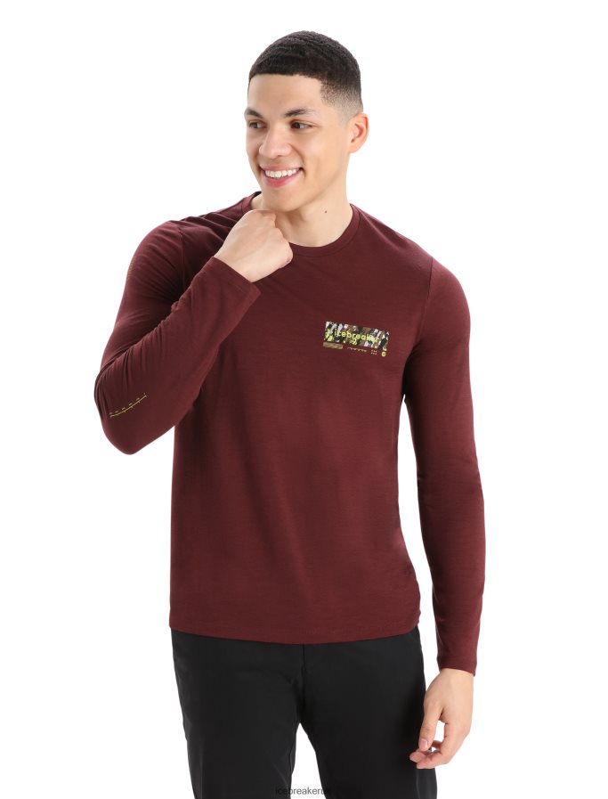 Icebreaker Men Merino Tech Lite II Long Sleeve T-Shirt Summit Tread Z04NXR379 Clothing Espresso - Image 4