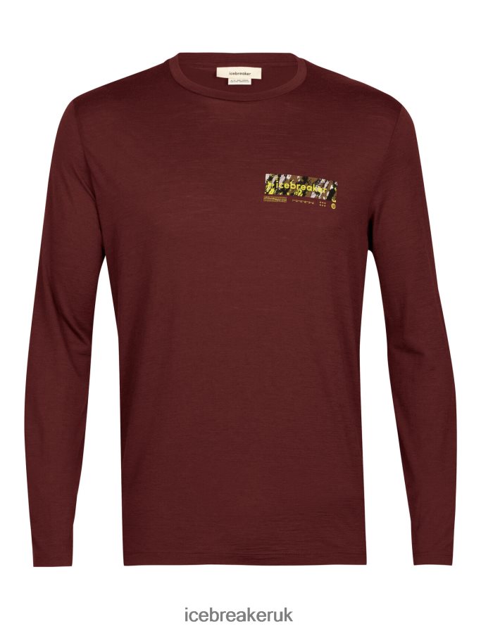 Icebreaker Men Merino Tech Lite II Long Sleeve T-Shirt Summit Tread Z04NXR379 Clothing Espresso - Image 8