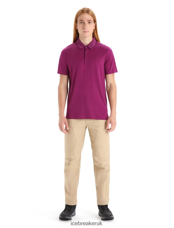Icebreaker Men Merino Tech Lite II Short Sleeve Polo Z04NXR42 Clothing Go Berry - Image 3