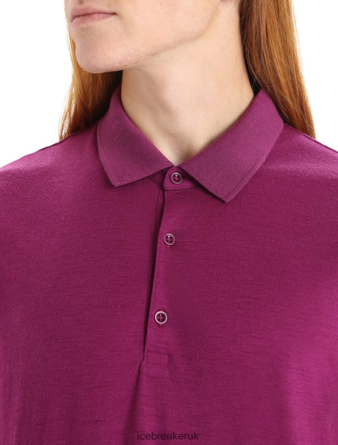 Icebreaker Men Merino Tech Lite II Short Sleeve Polo Z04NXR42 Clothing Go Berry - Image 4