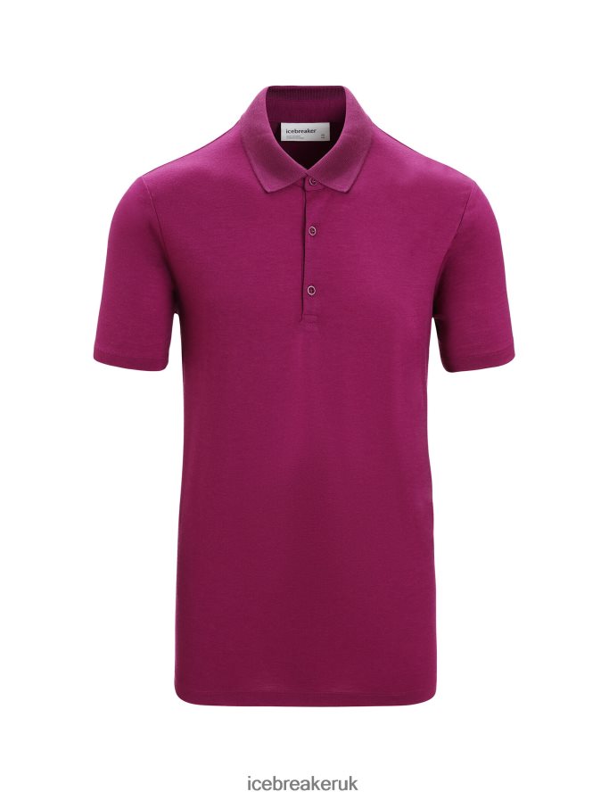 Icebreaker Men Merino Tech Lite II Short Sleeve Polo Z04NXR42 Clothing Go Berry - Image 6