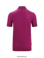 Icebreaker Men Merino Tech Lite II Short Sleeve Polo Z04NXR42 Clothing Go Berry - Image 7