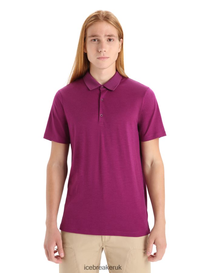 Icebreaker Men Merino Tech Lite II Short Sleeve Polo Z04NXR42 Clothing Go Berry - Image 1