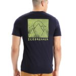 Icebreaker Men Merino Tech Lite II Short Sleeve T-Shirt Alp Ascension Z04NXR377 Clothing Midnight Navy