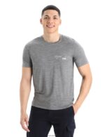 Icebreaker Men Merino Tech Lite II Short Sleeve T-Shirt Alpine Zone Z04NXR365 Clothing Gritstone Heather - Image 2