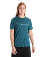 Icebreaker Men Merino Tech Lite II Short Sleeve T-Shirt Cadence Paths Z04NXR58 Clothing Green Glory